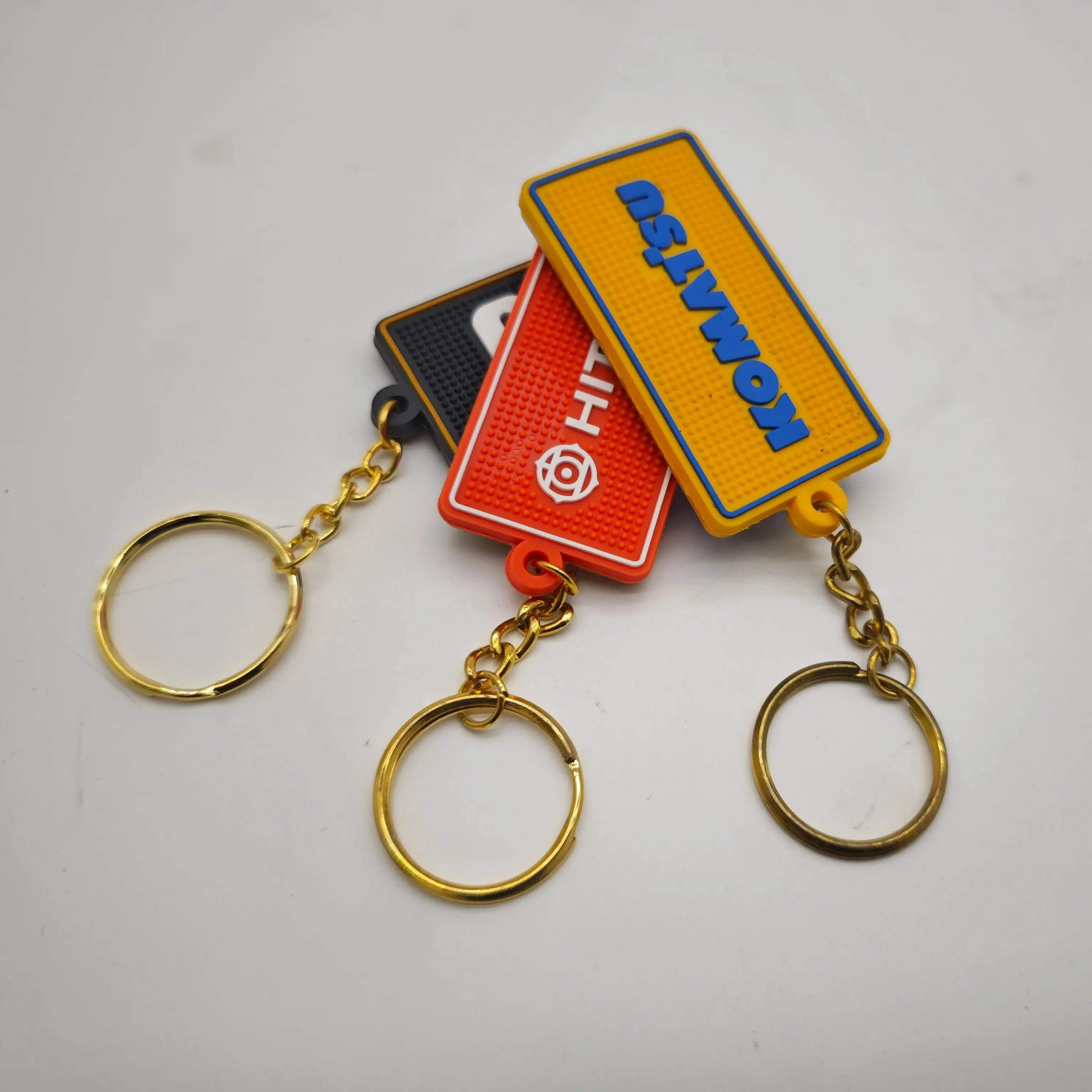 excavator Keychain key ring Hitachi caterpillara Rubber rectangular chain plate