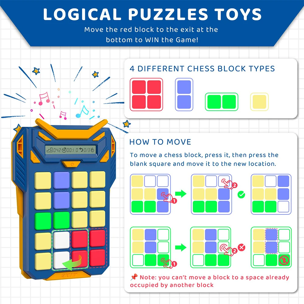 Logical Super Slide Puzzle Hand Held Travel Games for Kids and Adults Brain Teaser Toys Road Trip Activities for Boys and Girls