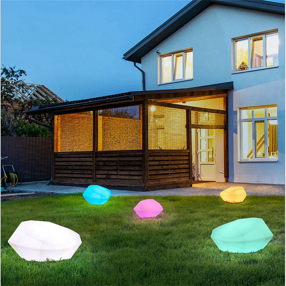 USB Charge LED Stone Light Outdoor Waterproof Garden Lamp RGB Landscape Night Light for Walkway Path Garden Poolside Home Decor