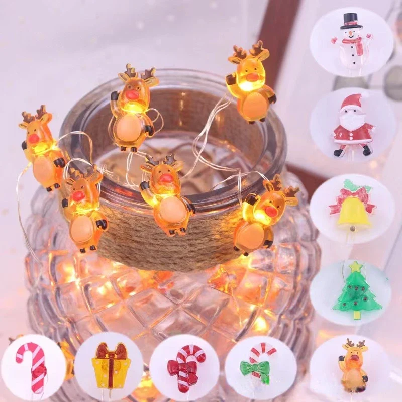 

Santa Claus Deer Head Black Hat Snowman Decorate Colorful Light String Christmas Decorative Lamp LED Copper Wire Colorful Light