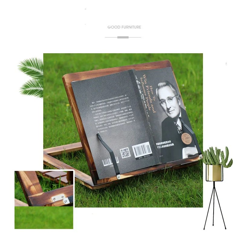 Easy Reading Folding Wooden Pine Frame Reading Bookshelf Book Bracket Tablet PC Support Stand Table Magazine Holder