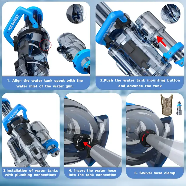 Strongest Gatling Electric Water Gun Toy With Light Continuous Shooting Water Gun Summer Beach Pool Battle Toys for Boy Adult 5