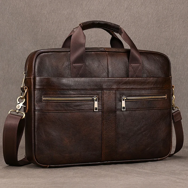 luufan homem de negócios maleta saco couro genuíno alta qualidade sacos de escritório para polegada portátil arquivo masculino computação bolsa