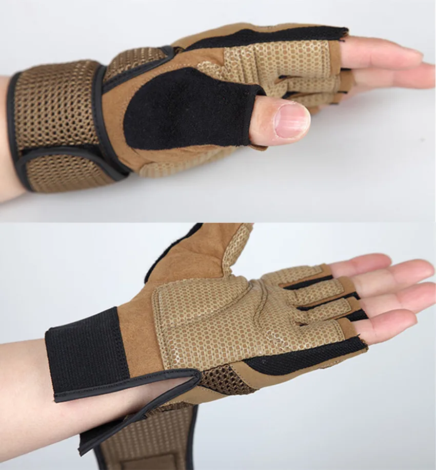 Sports Gloves Men Body Building Fitness Gloves Equipment Weight lifting Non-slip breathable Long Wrist Wrap Black Brown Mittens For Sports Gloves Gym Gloves Male Gloves