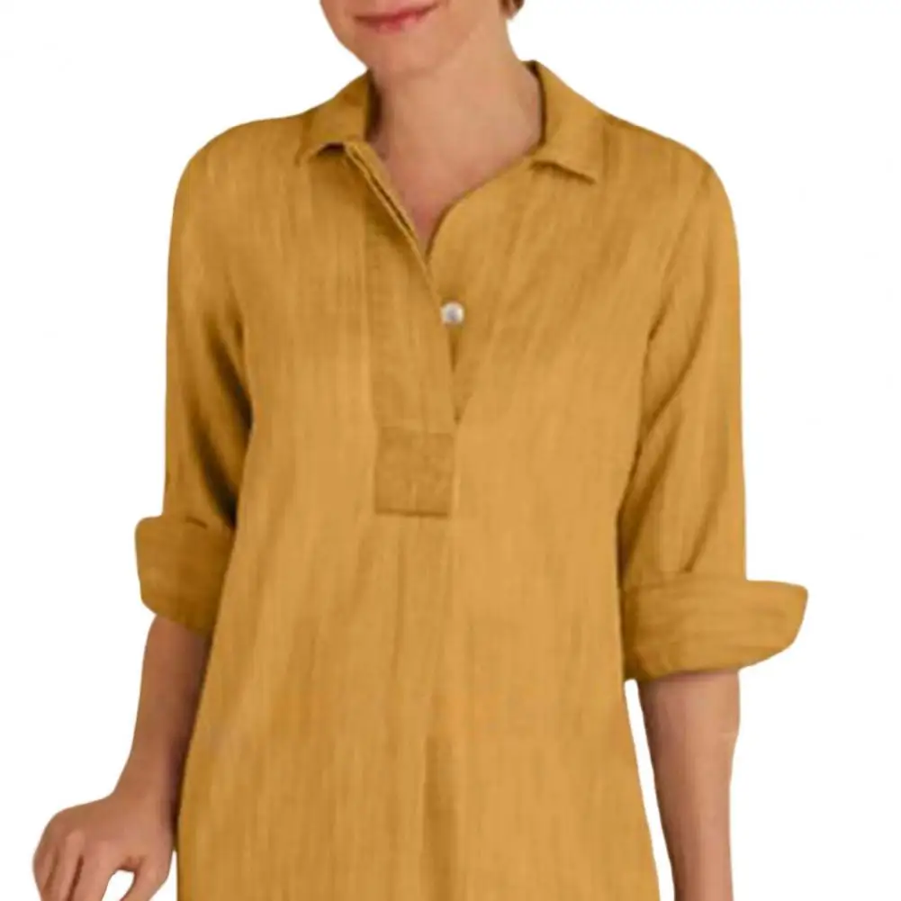 

Cotton Hemp Shirt Dress Midi Solid Color Irregular Hem Long Sleeves Solid Color Summer Loose Dress
