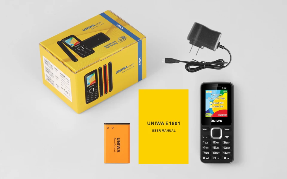 Dual SIM, Em Espera, Sem Fio, Rádio FM, Antigo, E1801, 1.77in