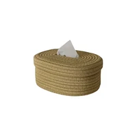 1pc Cotton Rope Tissue Box, Oval Storage Box With Lid, Wipes Paper Storage Case, Mask Storage Basket Suitable For Bedroom Living 1