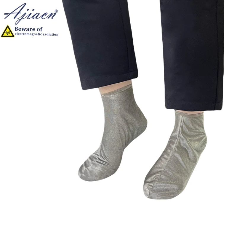 Anti-radiation 100% silver fiber knitted fabric socks comfortable breathable, durable electromagnetic radiation protective socks