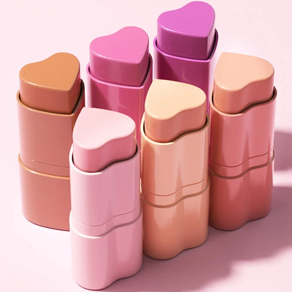 Blush Stick 3 in 1 Makeup Long-Lasting Waterproof Simple High-End Lip Cheek Tint High Pigment Hydrating Pink Blusher Wholesale 6