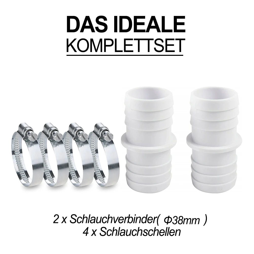 

1 Set Hose Connector With 38mm Hose Clamps For Spas Hot Tubs Swimming Pool Hose Extension Adapter Connecting Hose Nozzle