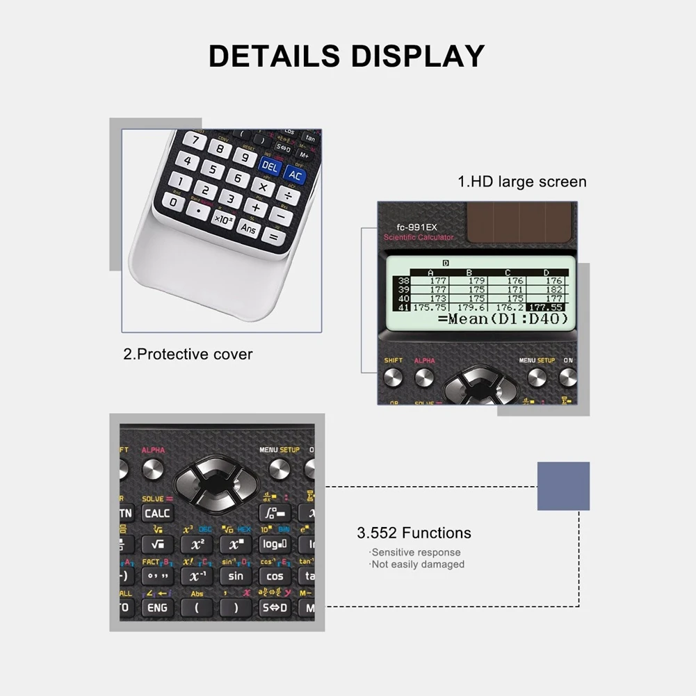 HJ-FX-991EX 과학용 계산기 552가지 기능 학생과 교사를 위한 기능성 계산기 A