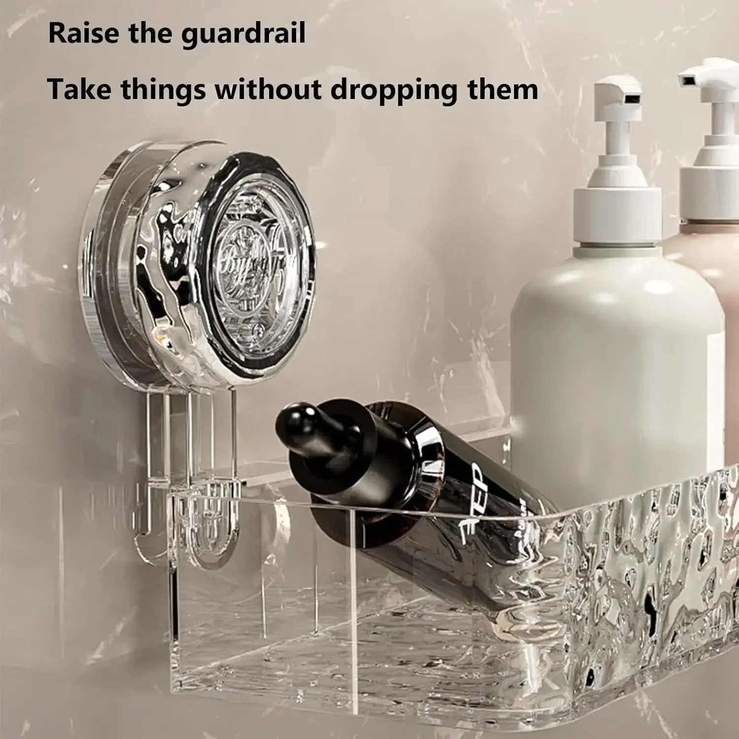 Corrugated Suction Cup Storage Holder Light Luxury Style Glacier Pattern Suction Cup Shelf No-Drill Bathroom Suction Storage Box 6
