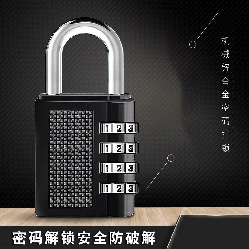 4 Digit Zinc Alloy Combination Lock Padlock Luggage Anti-theft Weatherproof Security Outdoor Gym Safely Code Door Lock Black mini padlock,door lock