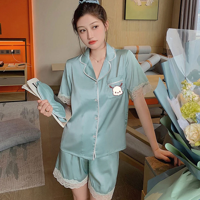 

Sanrio Hello Kitty Pachacco Women Pajama Set Button Top and Shorts Pajamas Two Piece Pajamas Women Pajamas Homewear Summer Style