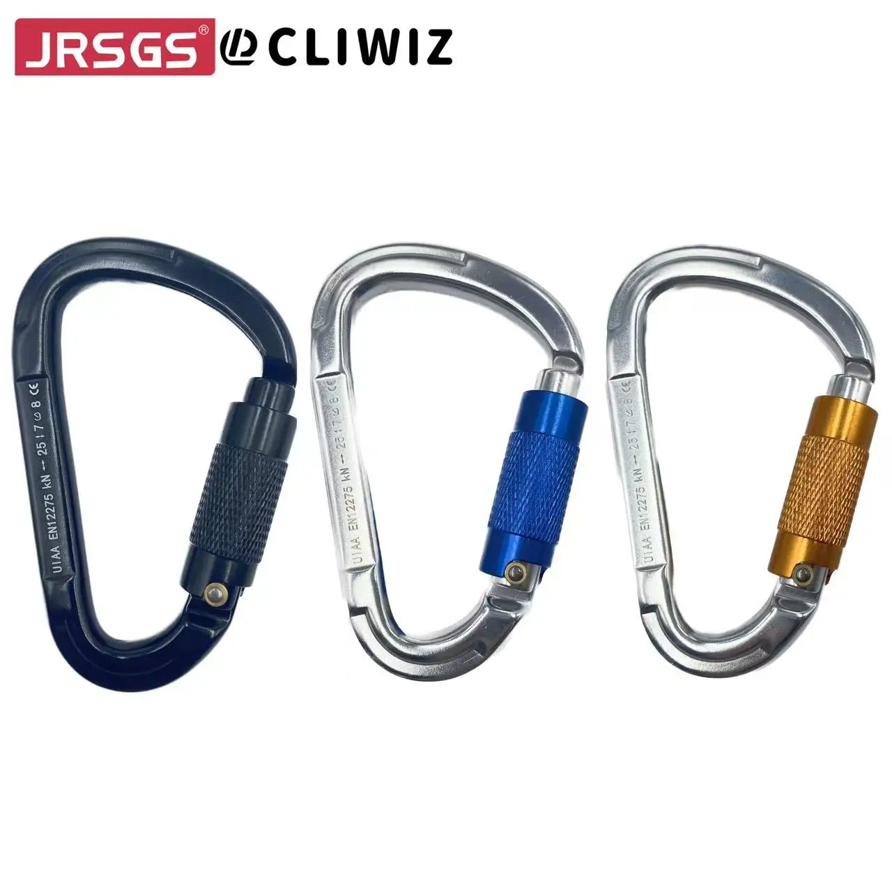 CLIWIZ Brand 7075 Aviation Aluminum 25KN Mountaineering Caving Rock Climbing Automatic Lock Carabiner With CE\UIAA Certificates