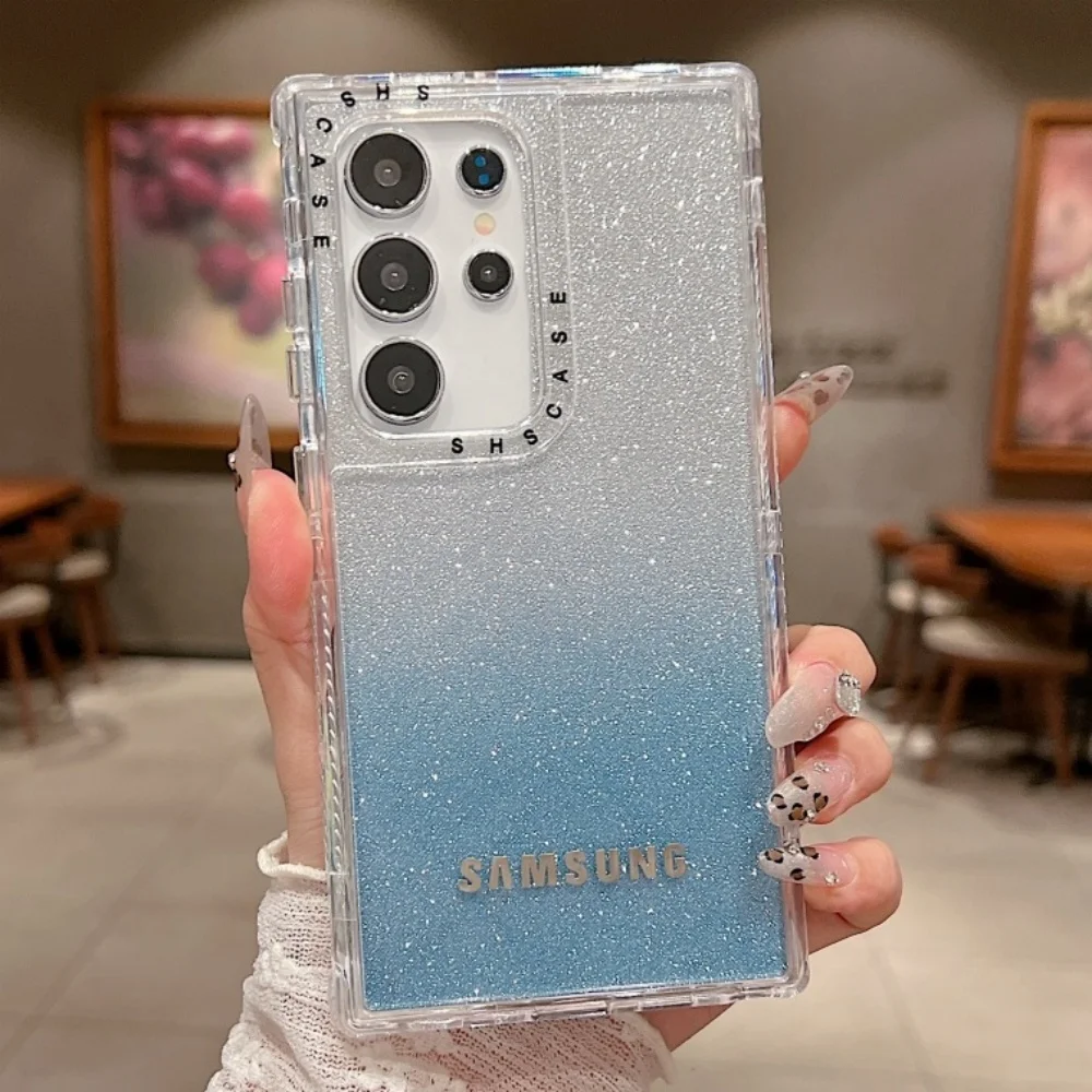 3 in 1 Clear Gradient Glitter Case with Full Logo Protection