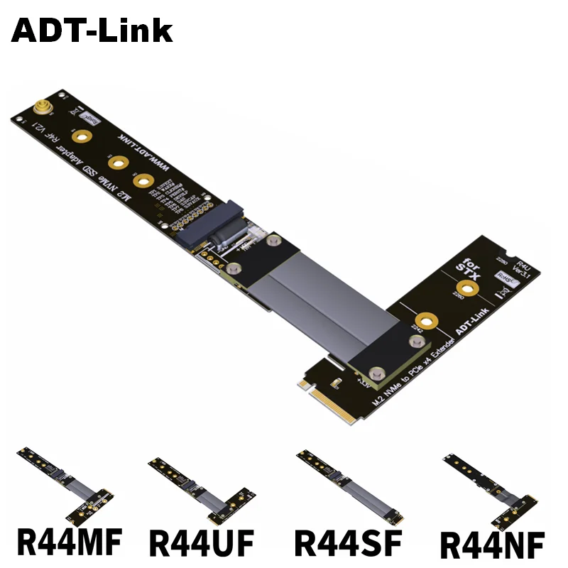 

ADT-Link M.2 NVMe SSD Extension Cable extender PCIe3.0 x4 full speed NVMe M-Key STX Extender Turning 90 degrees Right Angled