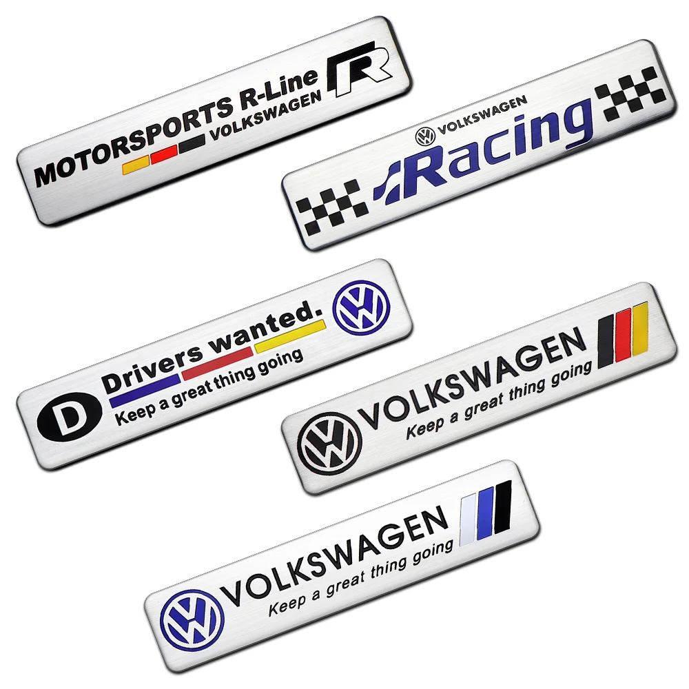 Aluminum Car Side Fender Stickers Alloy Badge Auto Rear Trunk Decals For Volkswagen VW Golf MK6 8 Polo Passat Beetle R Line