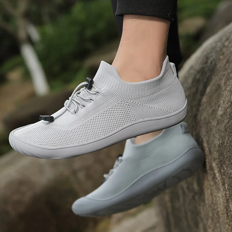 Barfussschuhe fir Erwuessener, Cross-Trainer, Zehbox, Männer, breet, minimalistesch, Null-Drop-Sohle, Casual Stricken, Wanderschuhe 2024_voghion.com