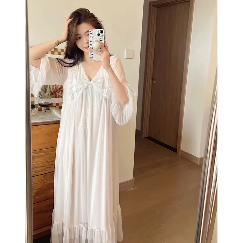 

Женская сексуальная женская ночная рубашка, домашняя одежда, ночная рубашка, пижама, Женская кружевная ночная рубашка для девушек с V-образным вырезом, сетчатая ночная рубашка, женская