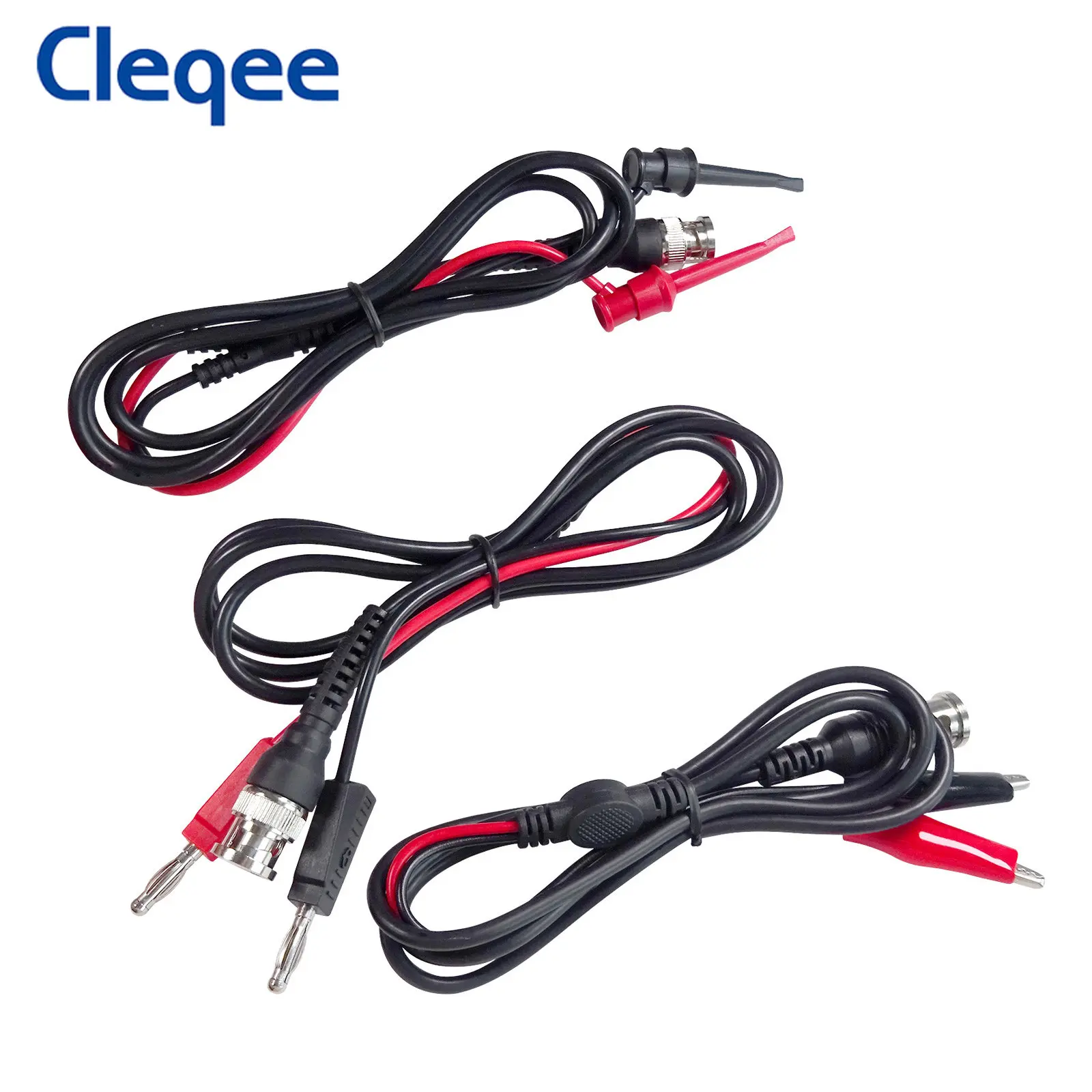 Cleqee P1197B BNC Test Leads Kit Test Hook Alligator Clip 4mm Banana Plug to Q9 Male Plug Cables Oscilloscope Probe Wire Set