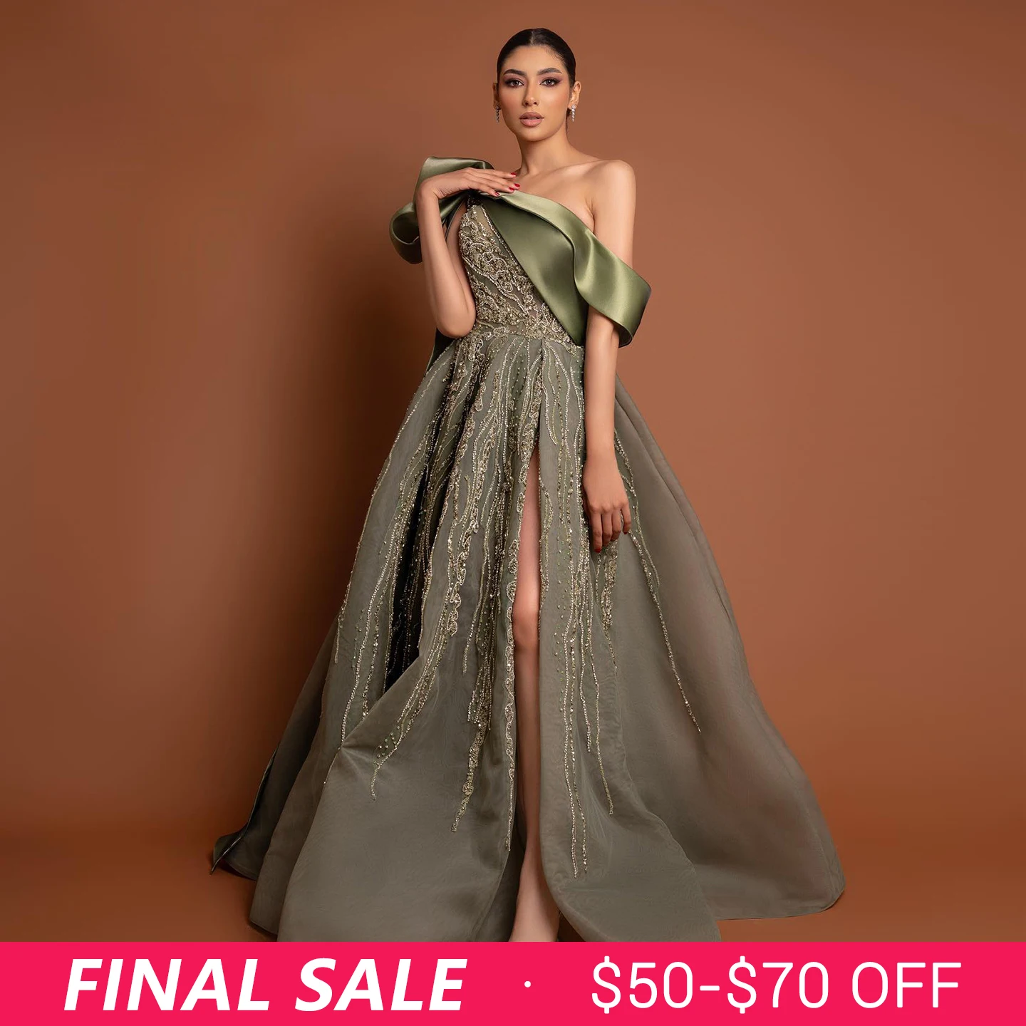 slim fit dress slacks Olive Green Evening Dress| Latest Evening Dresses M / Green / Lace main image 0