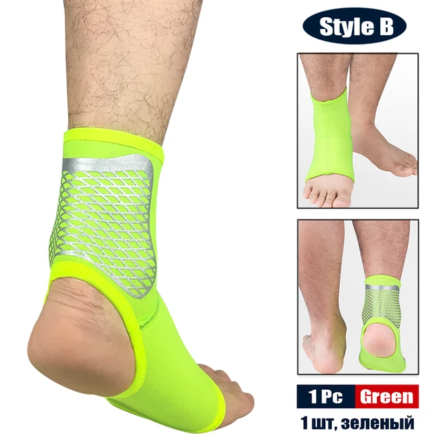 1Pc Sports Ankle Support Protect Sock Elastic Comfortable Foot Sprain Protect Brace for Cycling Running Basketball Soccer Tennis Style A-Green-1Pc
