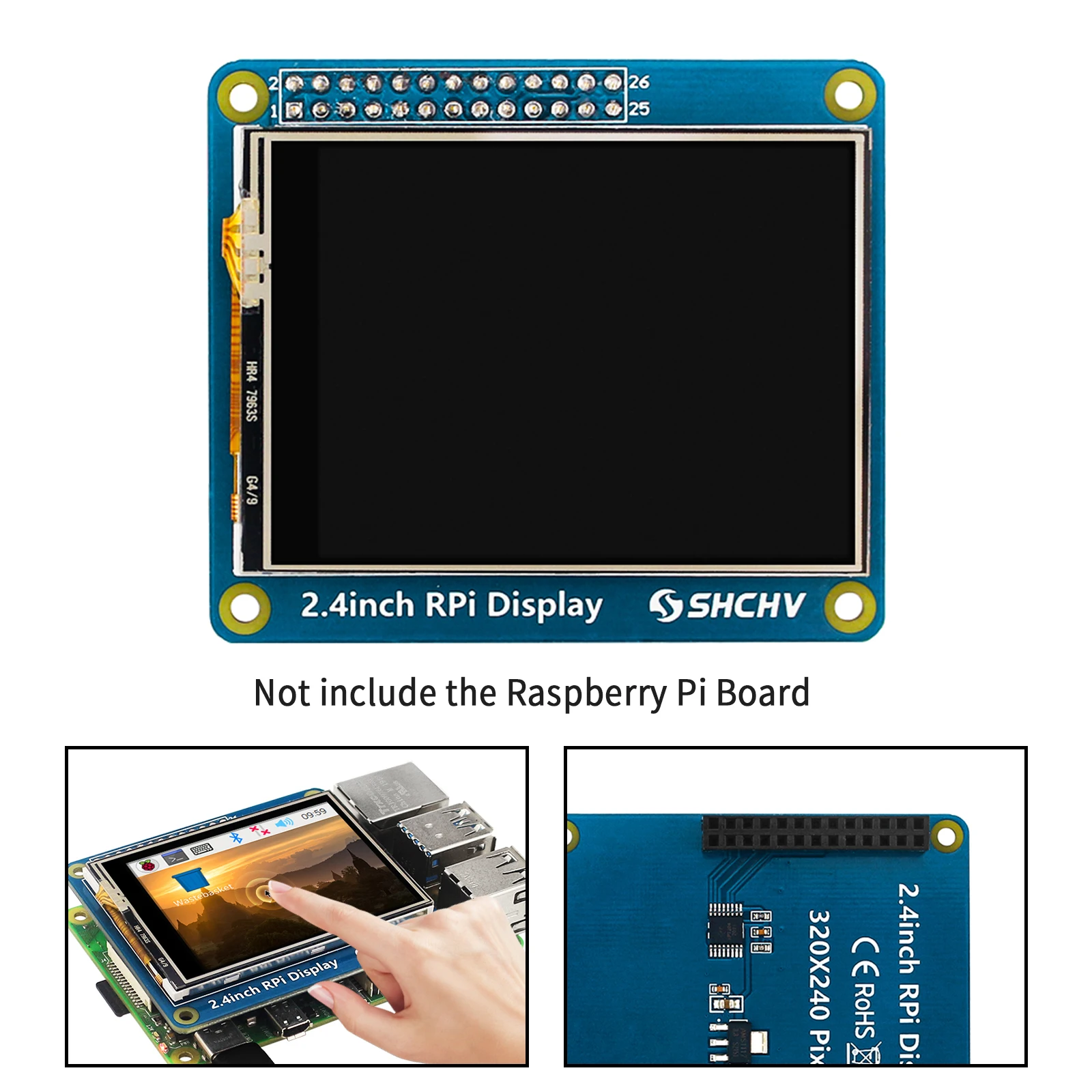 

Светодиодный дисплей Artudatech 2,4 дюймов 320*240 пикселей подходит для Raspberry Pi 4B 3B + Zero 2 Вт