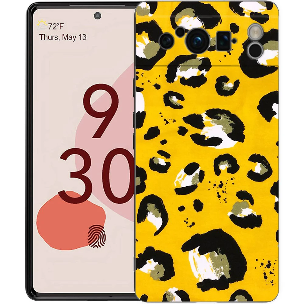 Leopard Print Pattern Soft Silicone Shockproof Phone Case - Black Cover s
