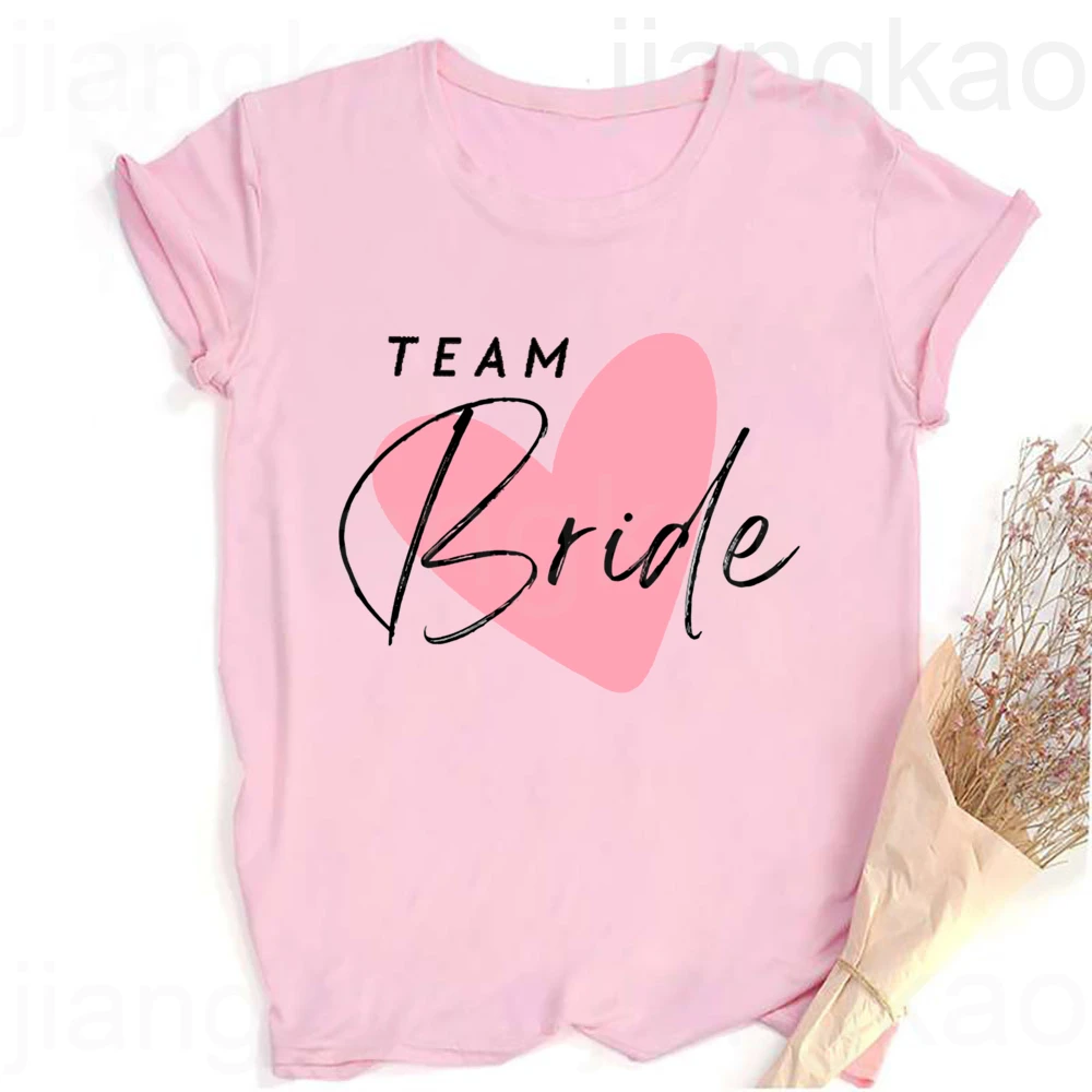 Heart Printed Team Bride Shirts Bride Bachelorette Party T-shirt Hen Party Bridal and Friends Family T-shirt Bridesmaid Outfit 5