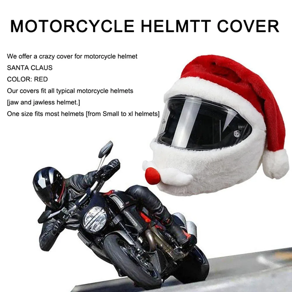 Funny Santa Cycling Helmet Christmas Motorcycle Helmet Cover Plush Christmas Hat Santa Claus Racing Cap Merry Decor christmas beanie hat