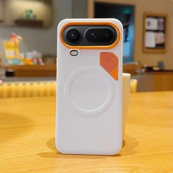 Custodia Magnetica in Pelle di Lusso con Dissipazione del Calore per Honor Magic 8 Pro - Cover Arancione Antishock con Protezione per la Cornice degli Obiettivi