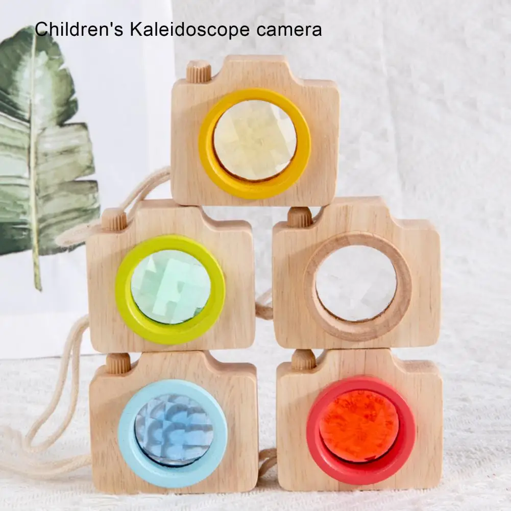 Small Entertainment Kids Wooden Camera Early Educational Toy Wooden Kaleidoscope with Hanging Rope for Souvenir children toys,kaleidoscope toy