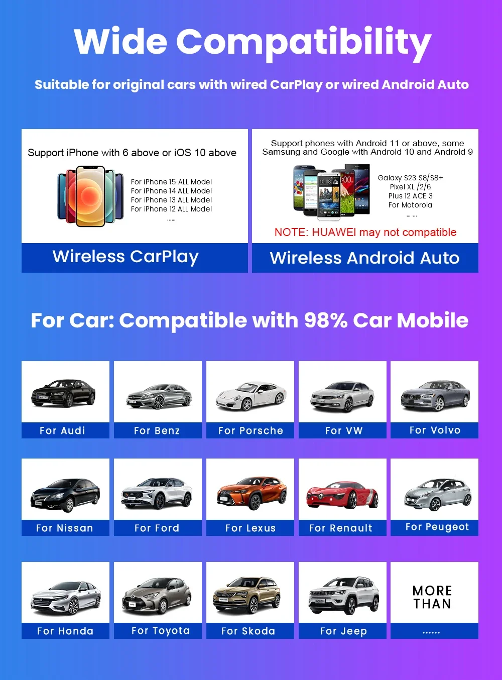 Carplay Android Auto Wireless Adapter Plug And Play Bluetooth Wifi Auto Connecti
