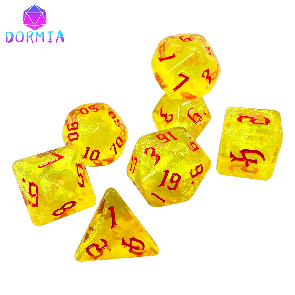DND Acrylic RPG Game Dice Multiple Colours Starlight Effect 7 Set Retro Font Style For Board Game Accessories game dice