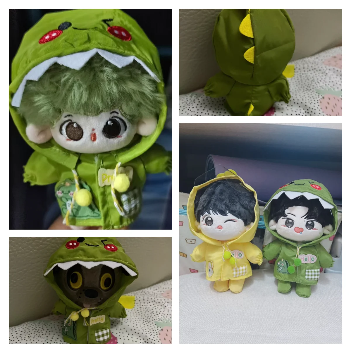 Love and Deepspace10cm Doll Clothes Green animal outdoor raincoat set Replacement Outfit Cosplay Plush Dolls Clothes