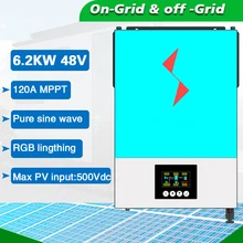 

6.2KW 48V On/Off Grid Hybrid Solar Power Inverter Wide PV input range 120-450VDC Wifi monitor work without battery Wifi