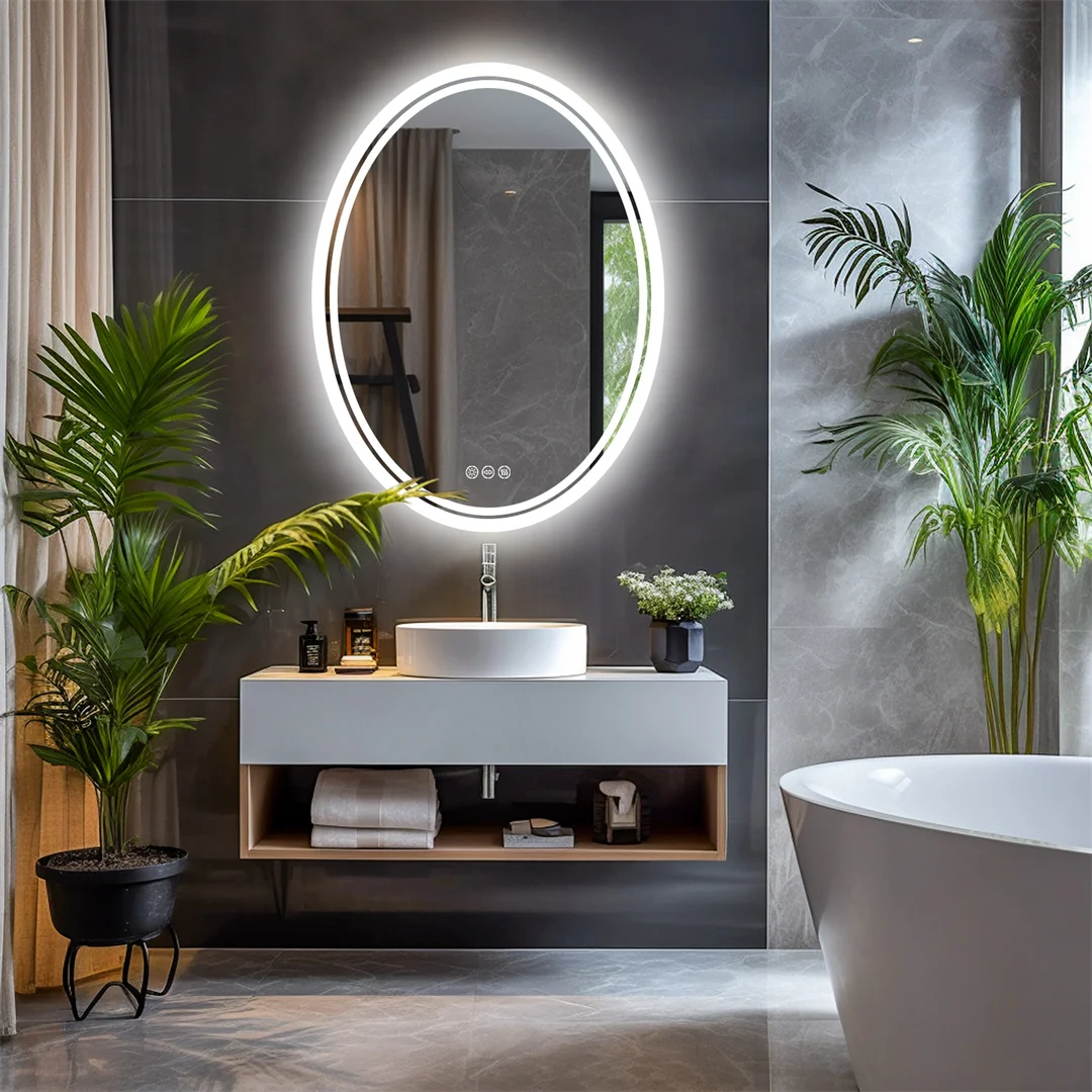LUVODI 60x80cm Oval Bathroom Mirror LED Backlit Wall Vanity Mirror for Bathroom Bedroom Salon 2