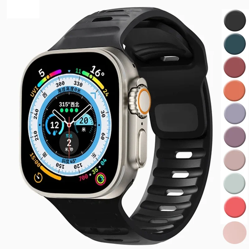 

Мягкий силиконовый ремешок для Apple Watch Ultra 2, спортивный браслет для iWatch Serise 9 8 7 6 5, 49 мм 44 мм 45 мм 40 мм 42 мм 41 мм