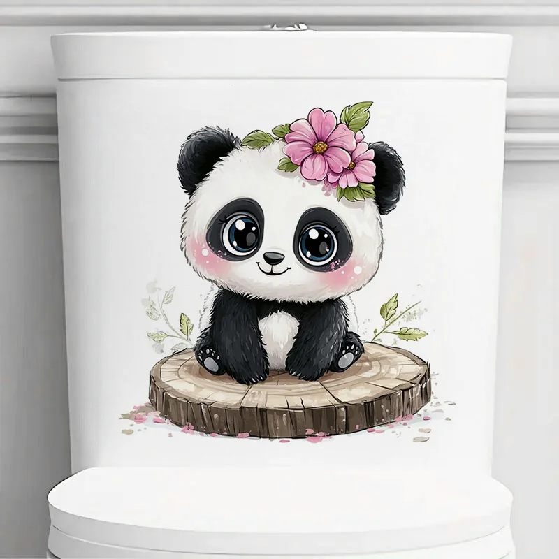 Cute Panda Toilet Stickers Decoration for Living Room, Wall, Bedroom, and Home Decor Car Decals Self-Adhesive