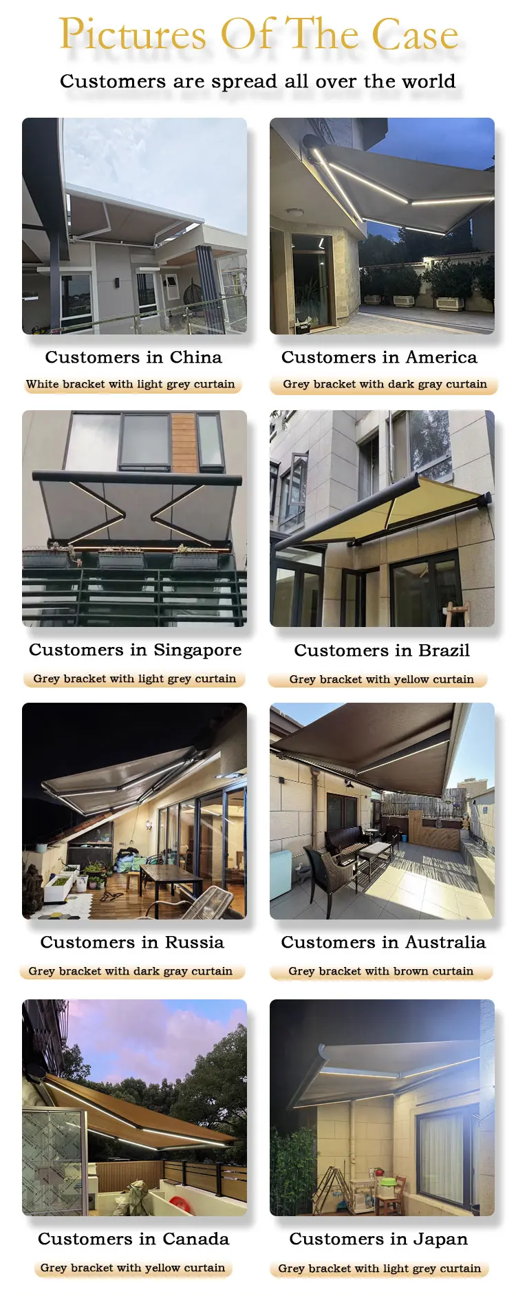 Automatic Retractable Outdoor Awning Waterproof PVC Fabric Aluminum for Window S
