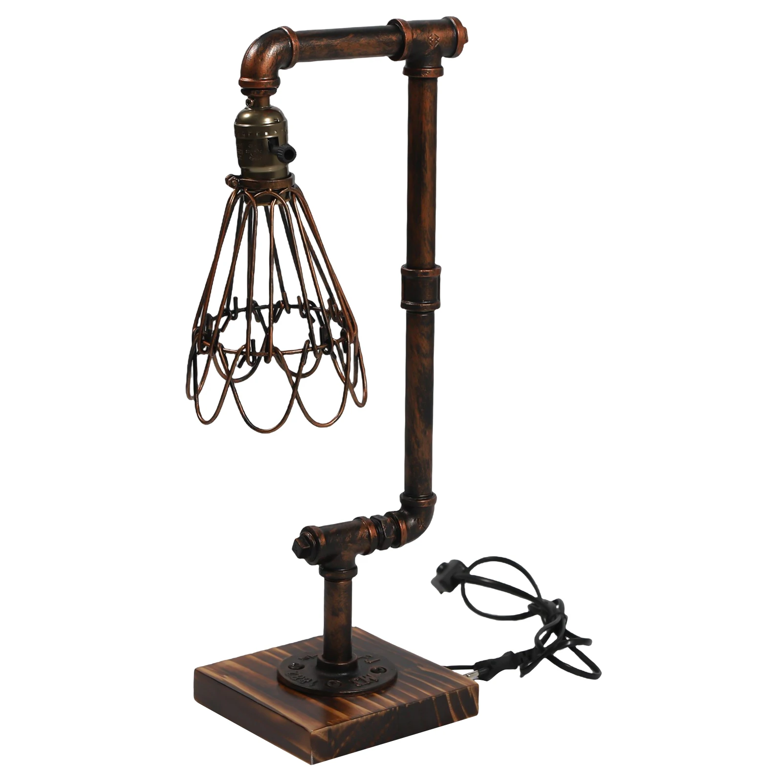 Retro Industrial Table Lamp Metal Water Pipe Desk Decor Lights Loft Study Room Bedroom Night Lighting Fixture 220V E27