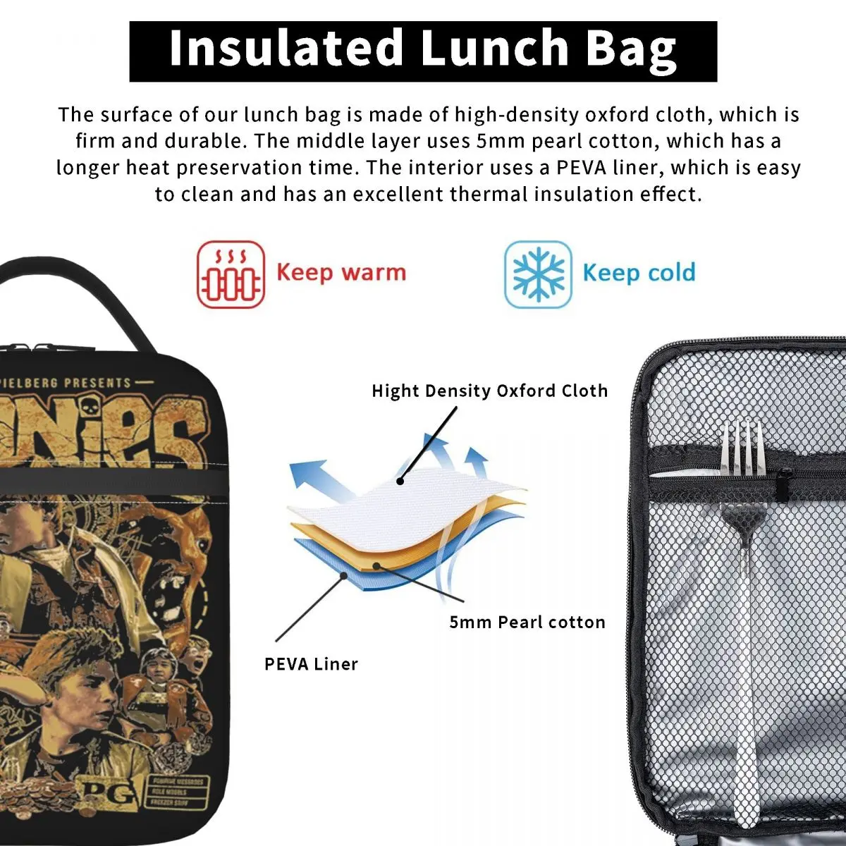 The Goonies Comedy Movie Thermal Insulated Lunch Bags for Office Portable Bento Box Cooler Thermal Lunch Box