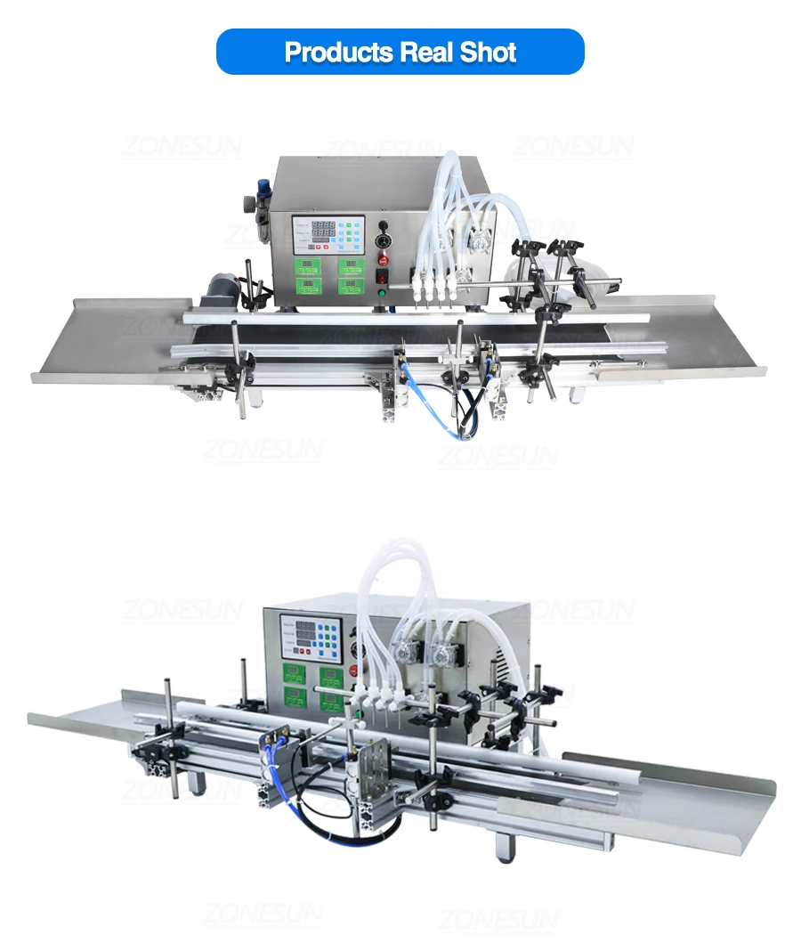 ZONESUN Automatic Desktop CNC Peristaltic Pump Filling Machine With Conveyor ZS-DTPP4W