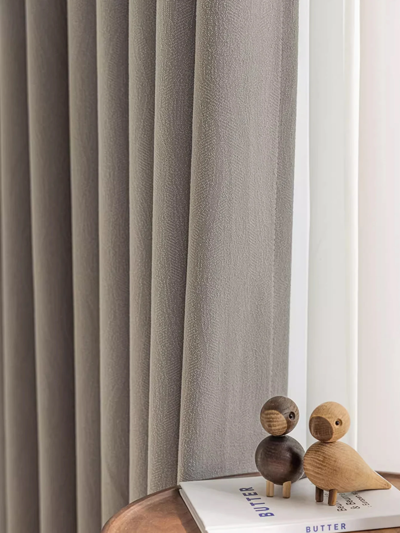 Hook And Loop Fastener  Modern Living Room Curtains Full Blackout Fabric Finished Product Thickened linen 4