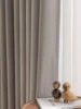 Hook And Loop Fastener  Modern Living Room Curtains Full Blackout Fabric Finished Product Thickened linen 4