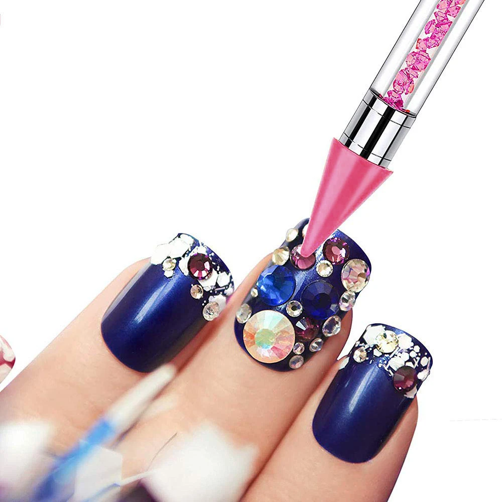 1PC Rhinestone Wax Pencil Double Head Crystal Picking Pen Crystal Handle Stone Picker Nail Art Pencil Acrylic DIY Dotting Tools