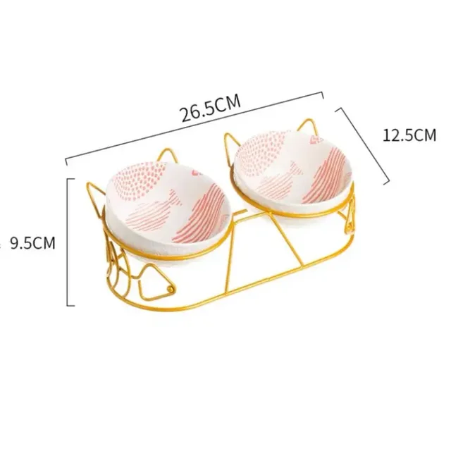 Cat Double Bowl миска складнаCute High-Leg Ceramic  Oblique Mouth Protect Cervical Spine Prevent Overturning Food Water Fxed Pet 6