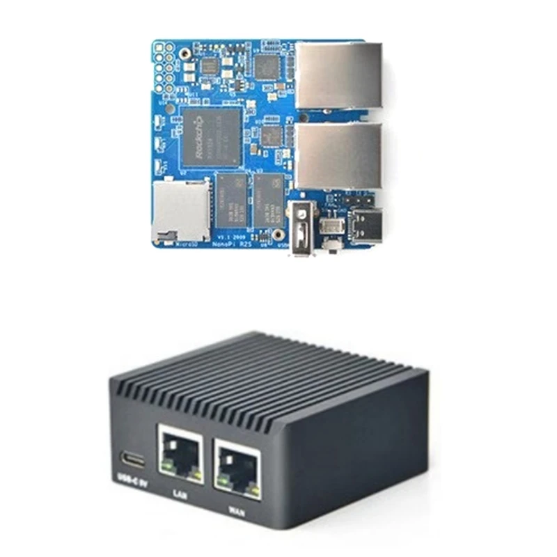 Nanopi R2S , RK3328, 1GB DDR4 RAM, CNC ݼ ̽, ̴ ,  ⰡƮ Ʈ, SBC Openwrt ý
