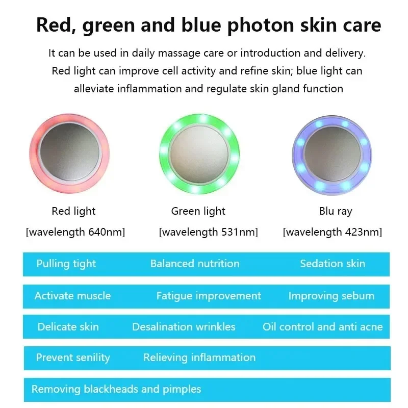 2026 Hot Cold Therapy Hammer Facial Device with Blue Red Photon for Skin Lifting Acne Treatment Anti Aging and Pore Minimizing